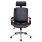 vidaXL Silla de oficina giratoria madera curvada y cuero artificial vidaXL Silla de oficina giratoria madera curvada y cuero artificial