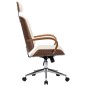 vidaXL Silla oficina con reposacabezas cuero sintético madera crema
