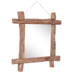 vidaXL Espejo de troncos de madera maciza reciclada natural 70x70 cm