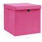 vidaXL Cajas de almacenaje con tapas 4 uds tela rosa 32x32x32 cm vidaXL Cajas de almacenaje con tapas 4 uds tela rosa 32x32x32 cm