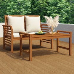 vidaXL Banco de jardín cojines blanco crema madera maciza de acacia 