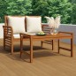 vidaXL Banco de jardín cojines blanco crema madera maciza de acacia vidaXL Banco de jardín cojines blanco crema madera maciza de acacia