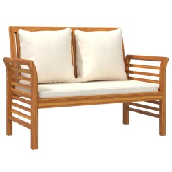 vidaXL Banco de jardín cojines blanco crema madera maciza de acacia 