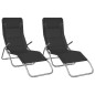 vidaXL Tumbona plegable 2 uds textilene acero con recubrimiento negro vidaXL Tumbona plegable 2 uds textilene acero con recubrimiento negro