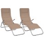 vidaXL Tumbona plegable 2 uds textilene acero con recubrimiento taupe vidaXL Tumbona plegable 2 uds textilene acero con recubrimiento taupe