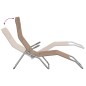 vidaXL Tumbona plegable 2 uds textilene acero con recubrimiento taupe vidaXL Tumbona plegable 2 uds textilene acero con recubrimiento taupe