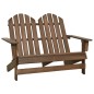 vidaXL Otomana Adirondack de jardín 2 plazas madera de abeto marrón