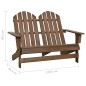vidaXL Otomana Adirondack de jardín 2 plazas madera de abeto marrón
