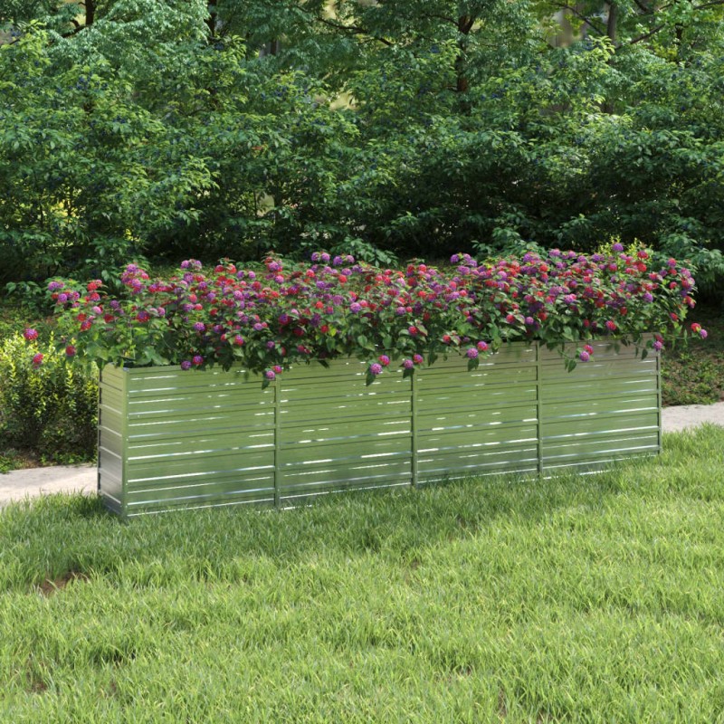 vidaXL Arriate de acero galvanizado plateado 320x40x77 cm vidaXL Arriate de acero galvanizado plateado 320x40x77 cm