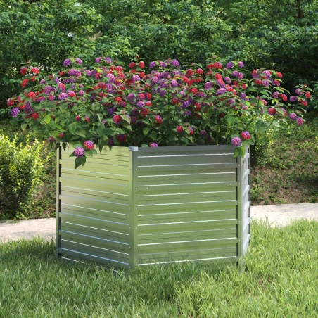 vidaXL Arriate de acero galvanizado plateado 129x77 cm