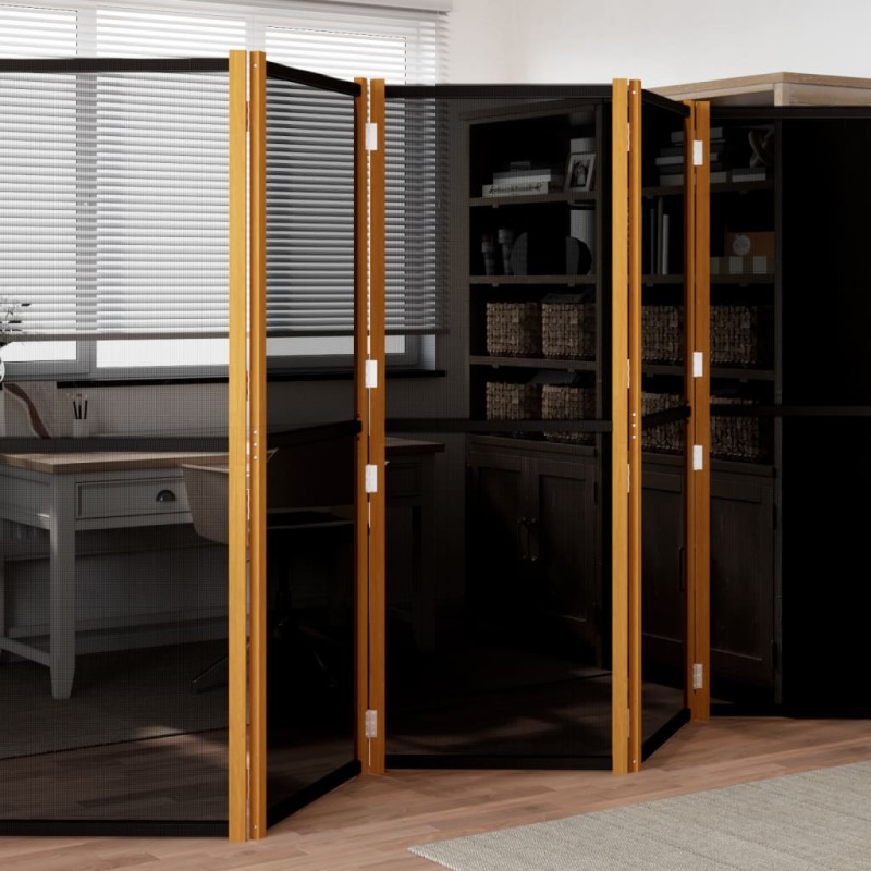 vidaXL Biombo divisor de 5 paneles negro 350x180 cm vidaXL Biombo divisor de 5 paneles negro 350x180 cm