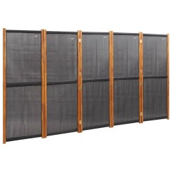 vidaXL Biombo divisor de 5 paneles negro 350x180 cm
