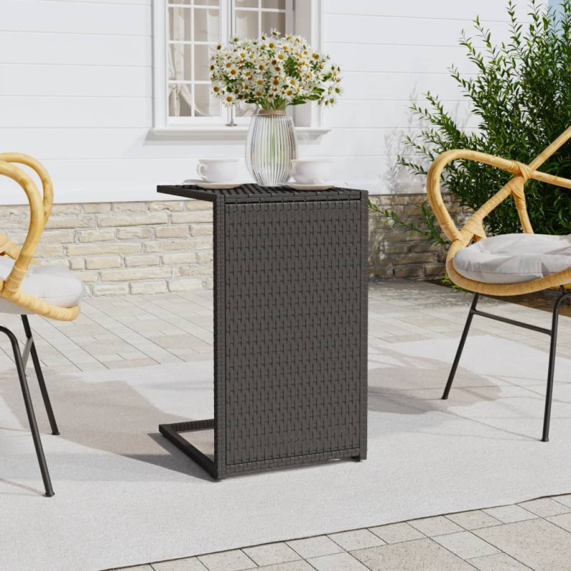 vidaXL Mesa en forma de C ratán sintético negro 40x35x60 cm vidaXL Mesa en forma de C ratán sintético negro 40x35x60 cm