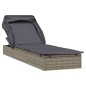 vidaXL Tumbona con toldo plegable ratán sintético gris 213x63x97cm vidaXL Tumbona con toldo plegable ratán sintético gris 213x63x97cm