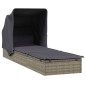 vidaXL Tumbona con toldo plegable ratán sintético gris 213x63x97cm vidaXL Tumbona con toldo plegable ratán sintético gris 213x63x97cm