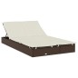 vidaXL Tumbona 2 personas toldo redondo ratán PE marrón 211x112x140 cm vidaXL Tumbona 2 personas toldo redondo ratán PE marrón 211x112x140 cm