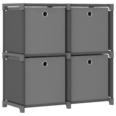 vidaXL Estantería de 4 cubos con cajas de tela gris 69x30x72,5 cm