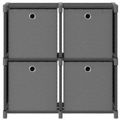 vidaXL Estantería de 4 cubos con cajas de tela gris 69x30x72,5 cm