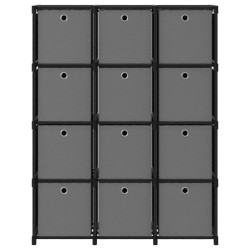 vidaXL Estantería de 12 cubos con cajas tela negra 103x30x141 cm