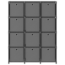 vidaXL Estantería de 12 cubos con cajas tela gris 103x30x141 cm