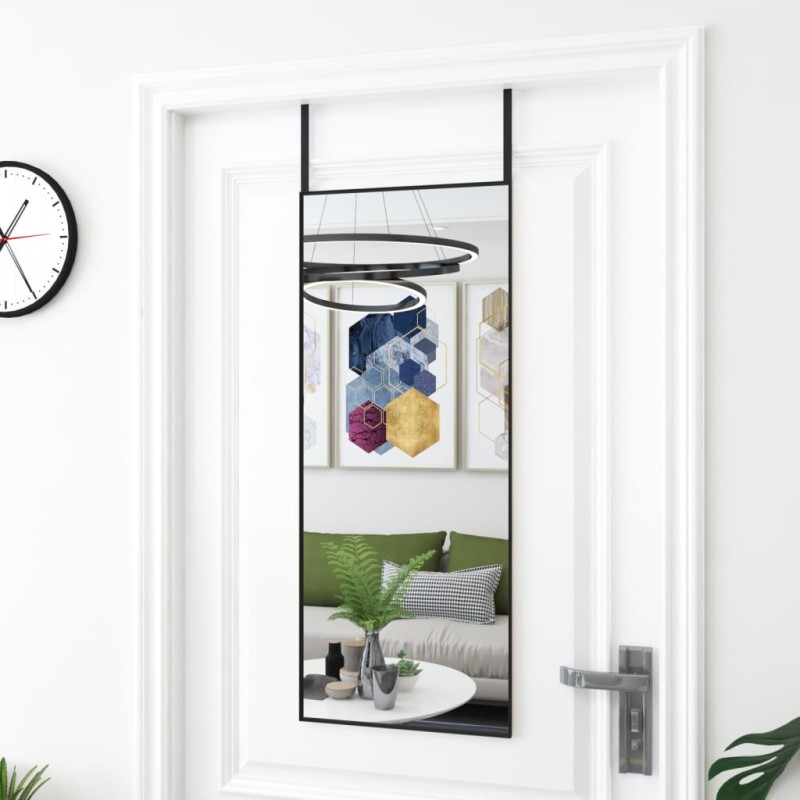 vidaXL Espejo de puerta cristal y aluminio negro 40x100 cm vidaXL Espejo de puerta cristal y aluminio negro 40x100 cm