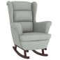 vidaXL Silla mecedora patas de madera de caucho terciopelo gris claro vidaXL Silla mecedora patas de madera de caucho terciopelo gris claro