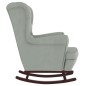vidaXL Silla mecedora patas de madera de caucho terciopelo gris claro vidaXL Silla mecedora patas de madera de caucho terciopelo gris claro