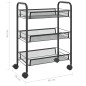 vidaXL Carrito de cocina 3 niveles hierro negro 46x26x64 cm vidaXL Carrito de cocina 3 niveles hierro negro 46x26x64 cm
