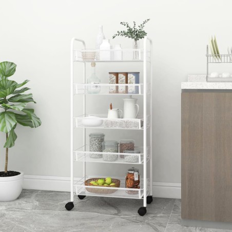 vidaXL Carrito de cocina 5 niveles hierro blanco 46x26x105 cm