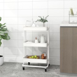 vidaXL Carrito de cocina 3 niveles hierro y ABS blanco 42x35x85 cm