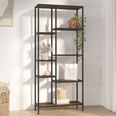vidaXL Estantería de madera contrachapada y acero 80x30x180 cm