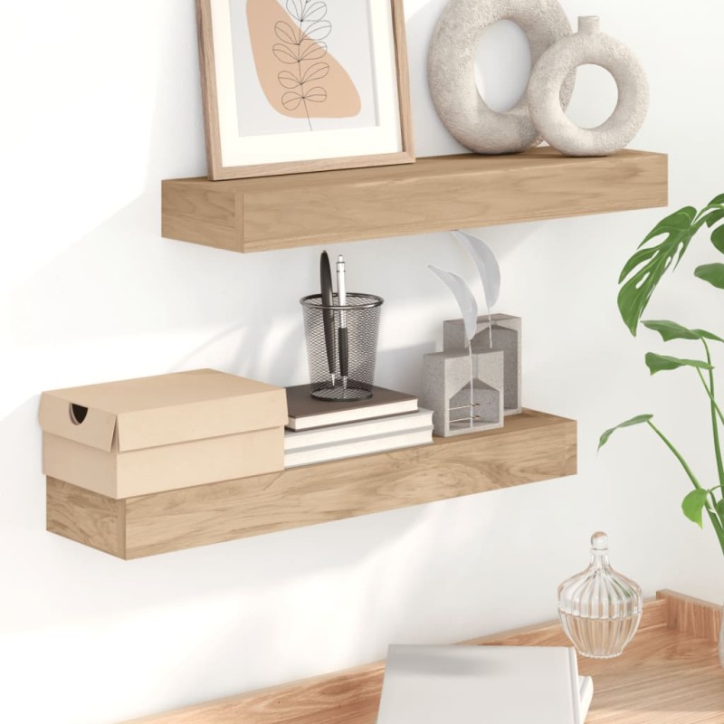 vidaXL Estantes de pared 2 unidades madera maciza de teca 60x15x6 cm vidaXL Estantes de pared 2 unidades madera maciza de teca 60x15x6 cm