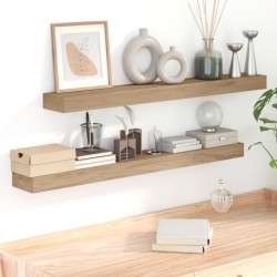 vidaXL Estantes de pared 2 unidades madera maciza de teca 110x15x6 cm