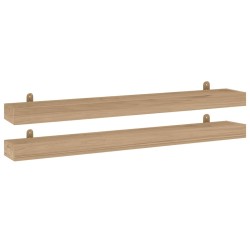 vidaXL Estantes de pared 2 unidades madera maciza de teca 110x15x6 cm