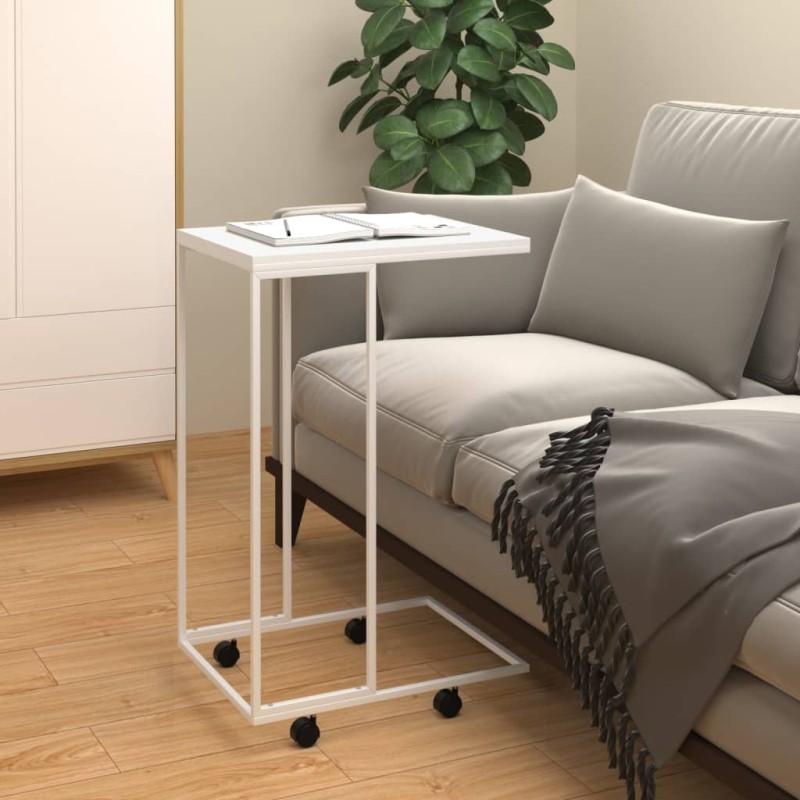 vidaXL Mesa auxiliar con ruedas contrachapado blanco 40x30x63,5 cm vidaXL Mesa auxiliar con ruedas contrachapado blanco 40x30x63,5 cm