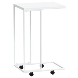 vidaXL Mesa auxiliar con ruedas contrachapado blanco 40x30x63,5 cm
