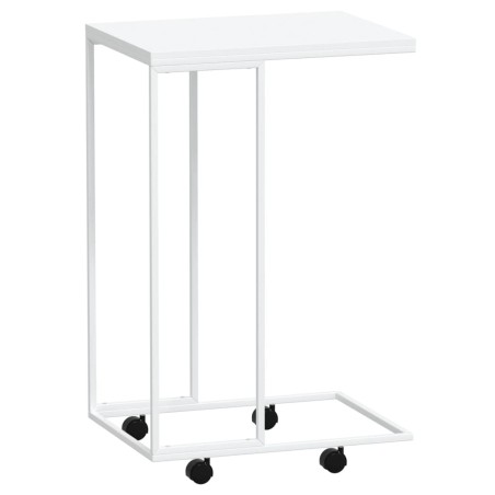 vidaXL Mesa auxiliar con ruedas contrachapado blanco 40x30x63,5 cm