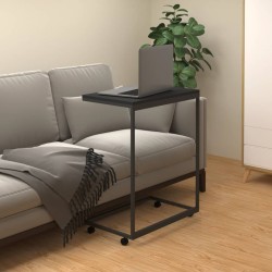 vidaXL Mesa auxiliar con ruedas de contrachapado negro 55x35x70 cm