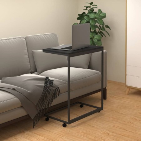 vidaXL Mesa auxiliar con ruedas de contrachapado negro 55x35x70 cm