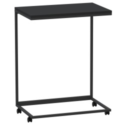 vidaXL Mesa auxiliar con ruedas de contrachapado negro 55x35x70 cm