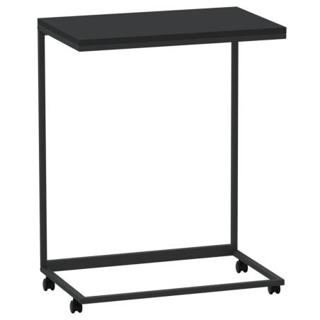 vidaXL Mesa auxiliar con ruedas de contrachapado negro 55x35x70 cm
