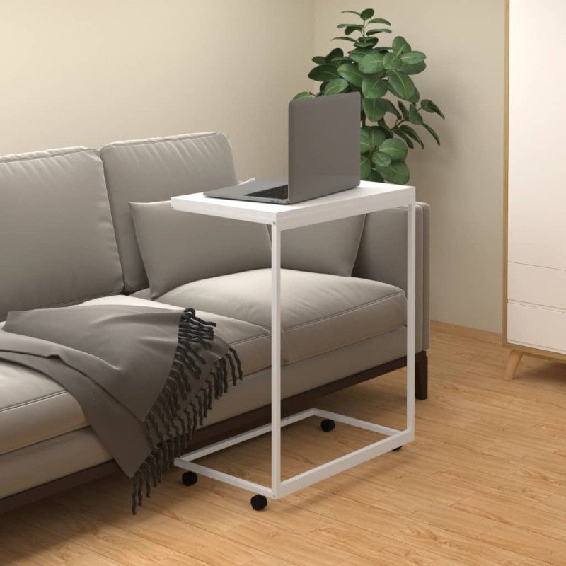 vidaXL Mesa auxiliar con ruedas de contrachapado blanco 55x35x70 cm vidaXL Mesa auxiliar con ruedas de contrachapado blanco 55x35x70 cm