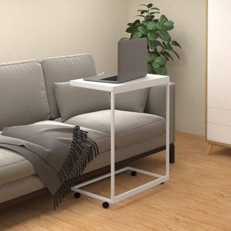 vidaXL Mesa auxiliar con ruedas de contrachapado blanco 55x35x70 cm