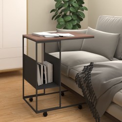 vidaXL Mesa auxiliar con ruedas de contrachapado negro 55x36x63,5 cm