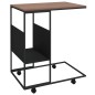 vidaXL Mesa auxiliar con ruedas de contrachapado negro 55x36x63,5 cm