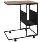 vidaXL Mesa auxiliar con ruedas de contrachapado negro 55x36x63,5 cm