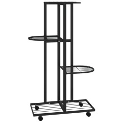 vidaXL Soporte para flores 4 alturas y ruedas hierro negro 44x23x80 cm