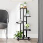 vidaXL Soporte para flores 5 alturas y ruedas hierro negro 44x23x100cm vidaXL Soporte para flores 5 alturas y ruedas hierro negro 44x23x100cm