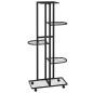 vidaXL Soporte para flores 5 alturas y ruedas hierro negro 44x23x100cm vidaXL Soporte para flores 5 alturas y ruedas hierro negro 44x23x100cm