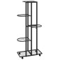 vidaXL Soporte para flores 5 alturas y ruedas hierro negro 44x23x100cm vidaXL Soporte para flores 5 alturas y ruedas hierro negro 44x23x100cm
